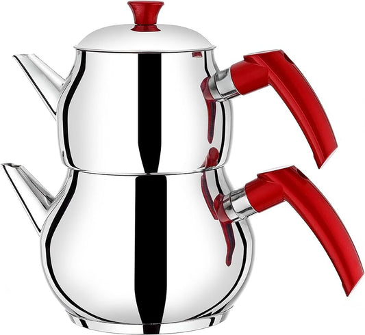 Hakan Stainless Steel Double Bondy Tea Pot Set