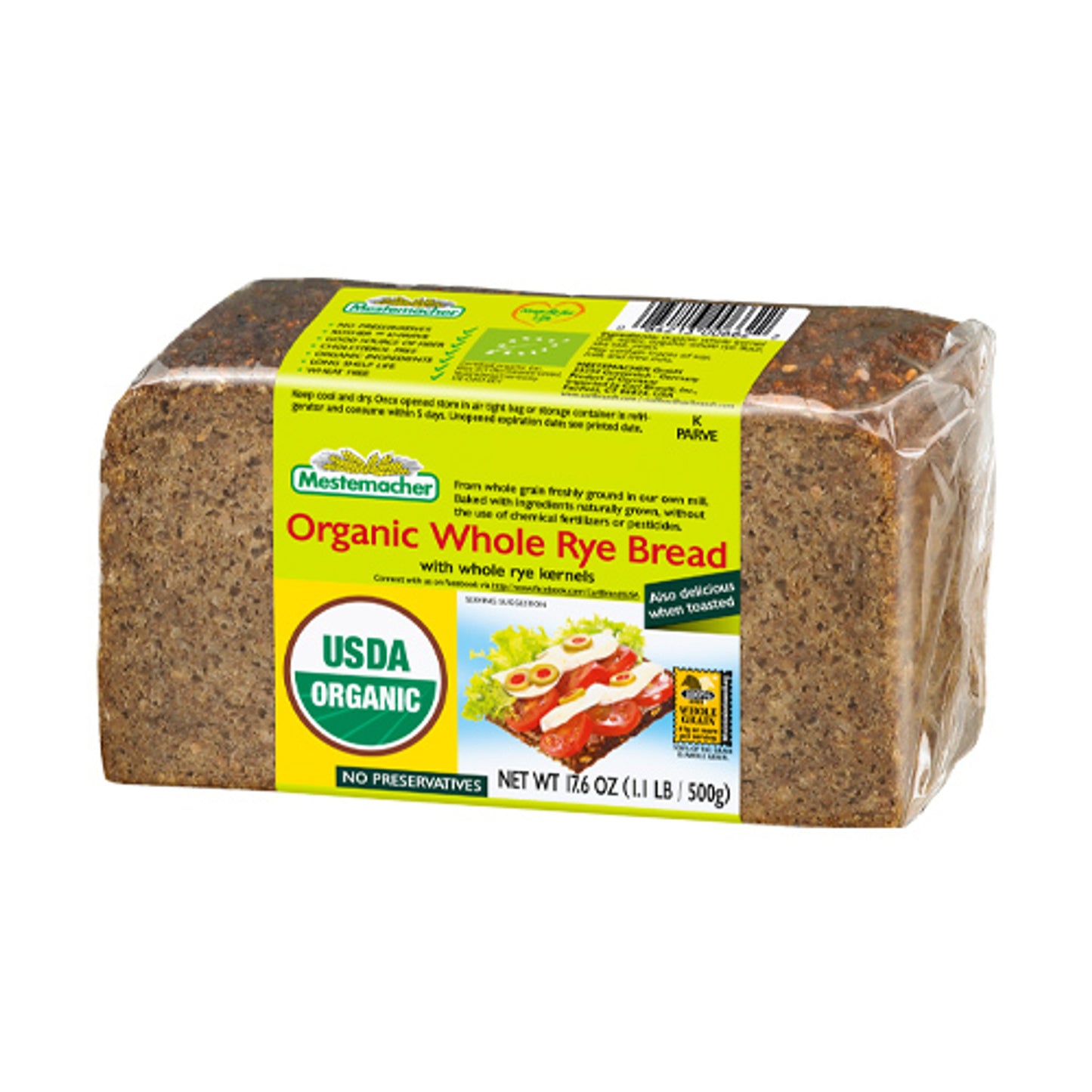 Mestemacher Organic Whole Rye Bread 17.6 oz
