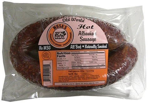 Musa's Albanian Style Beef Sausage Hot 1 lb