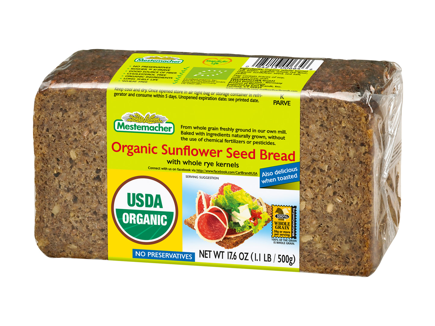 Mestemacher Organic Sunflower Seed Bread 500g